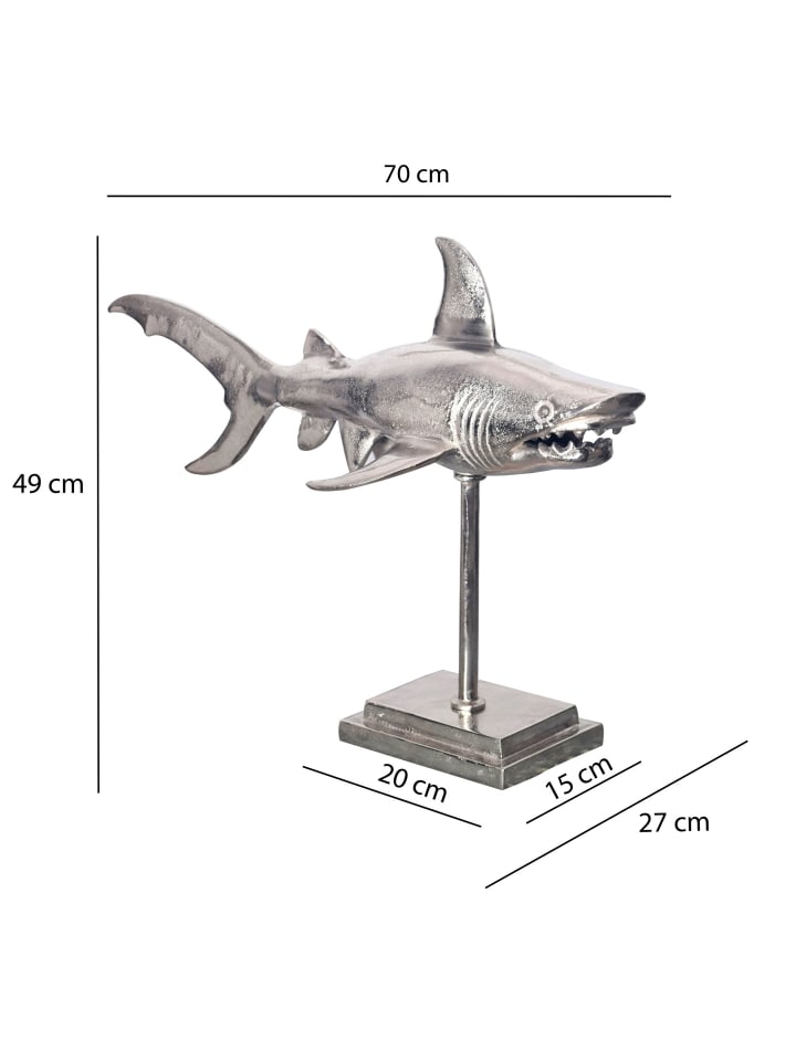 KADIMA DESIGN Dekofigur Hai Aluminium Silber Maritim 70 cm mit Sockel, Design in Silbern günstig kaufen onesize