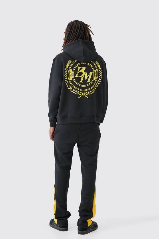 Oversize Trainingsanzug mit Homme Bm Print und Kapuze