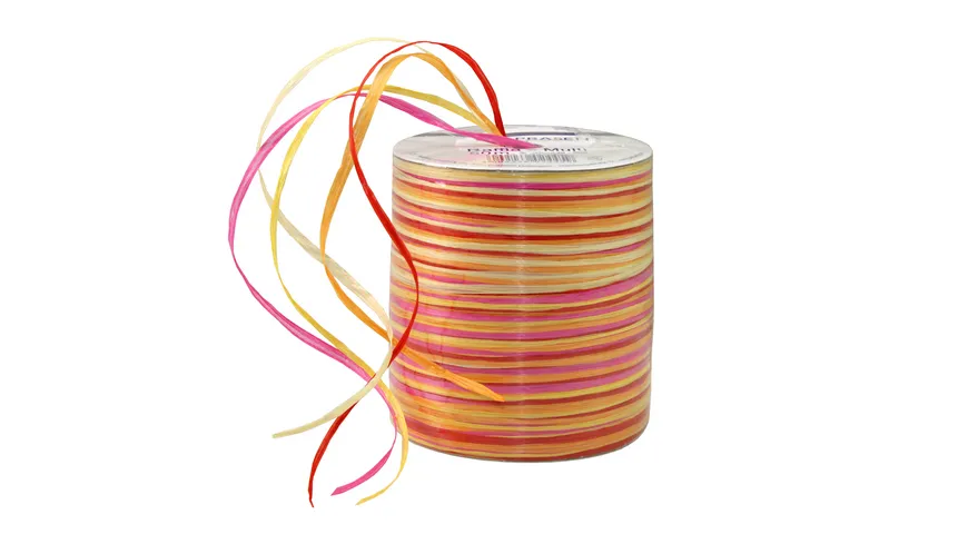 PRÄSENT Raffia Multicolor-Rolle rot/gelb 50 m