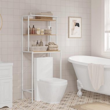 EUGAD Mehrzweckregal, 1-tlg., Waschmaschinenregal, WC Regal, Metall Holzwerkstoff