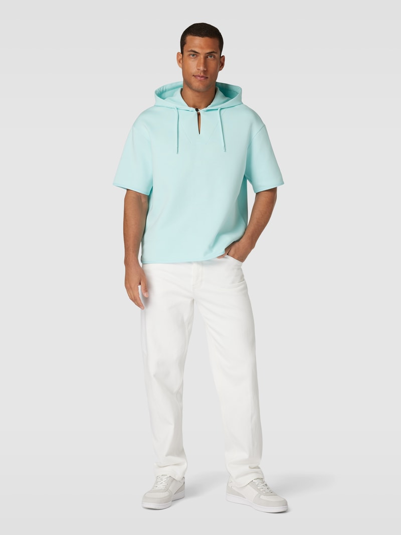 Hoodie mit Halbarm in aqua blau