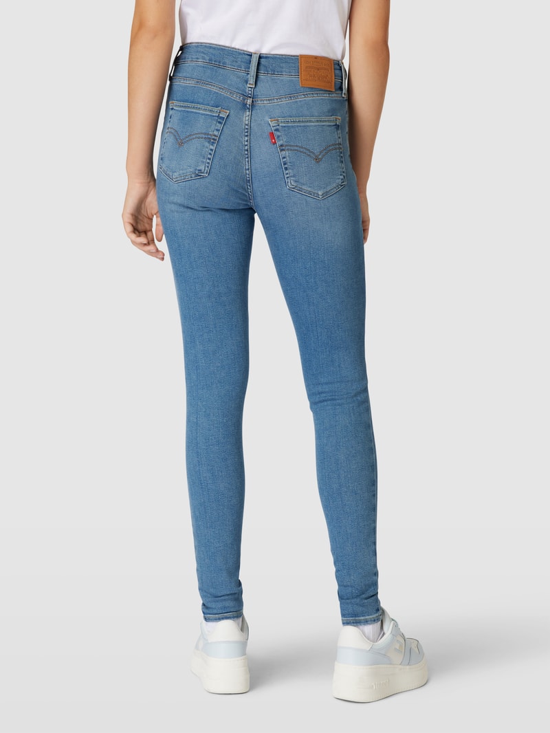Super Skinny High Waist Jeans im Used-Look in blau