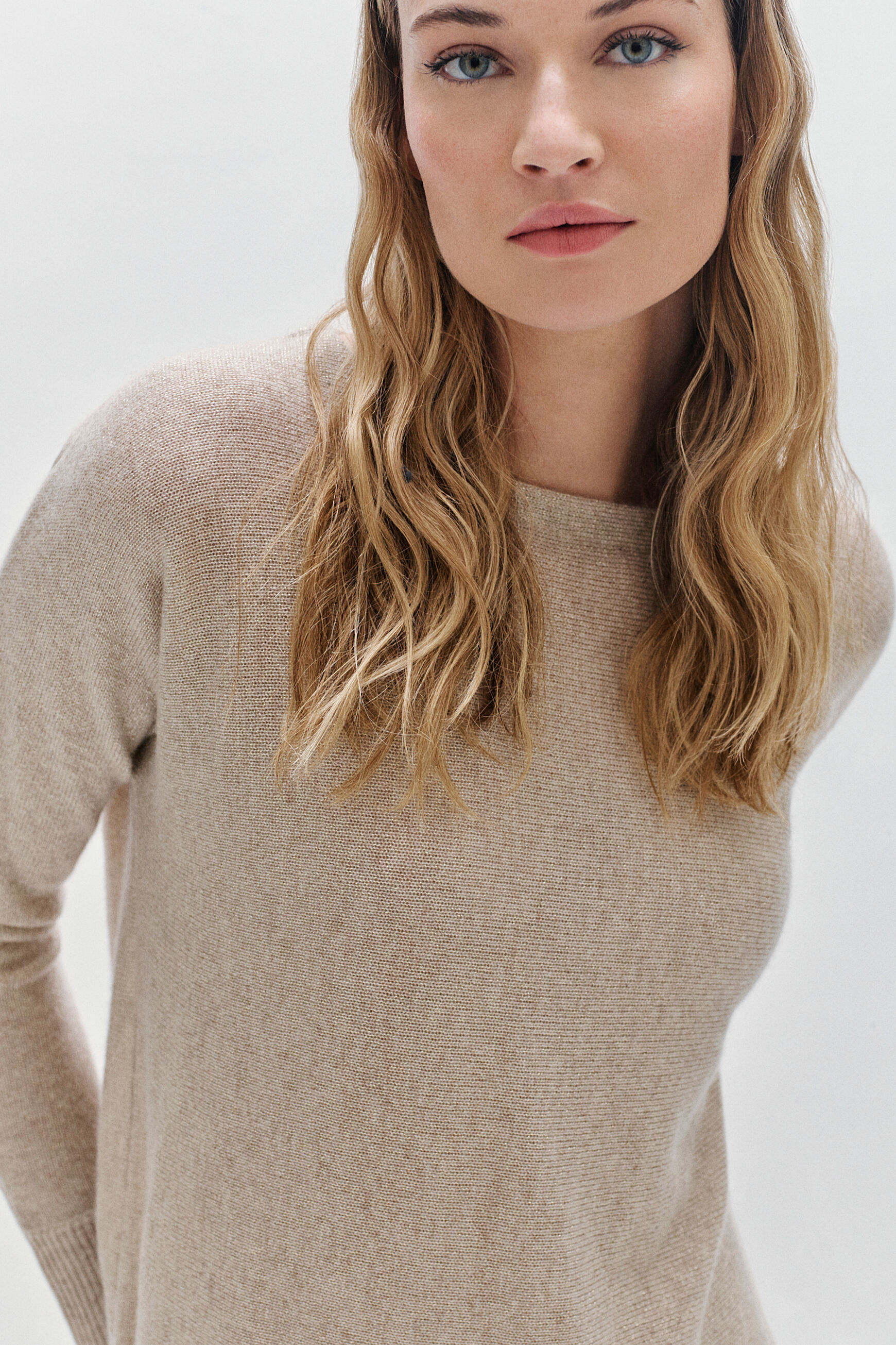 pull amelia lurex beige femme