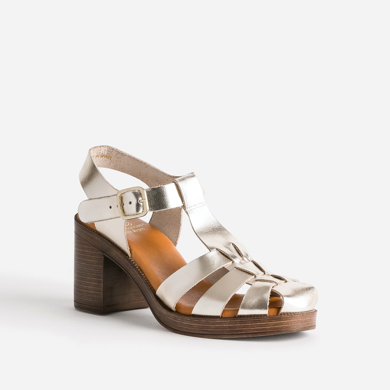 Sandale dorée éco-conçue en cuir
