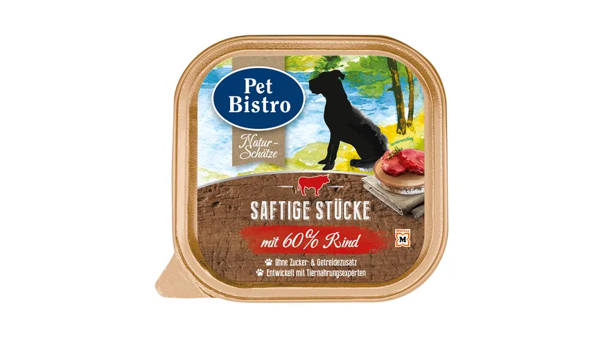 Pet Bistro Hundenassfutter Naturschätze - Saftige Stücke mit 60% Rind 300 g