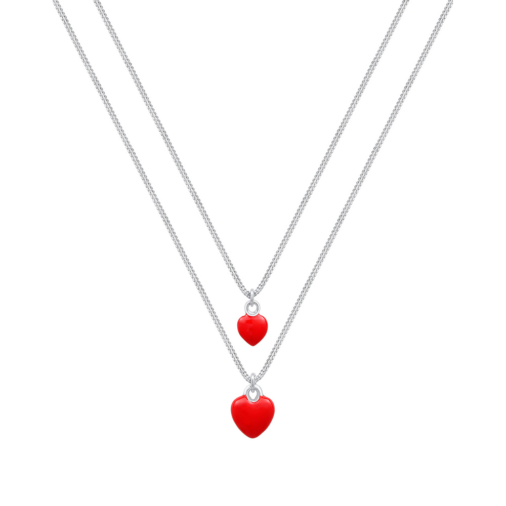 Elli Elli Collier -Coeur Pendentif Collier Mère et Enfant-(925/1000) Argent Emaille Bijoux