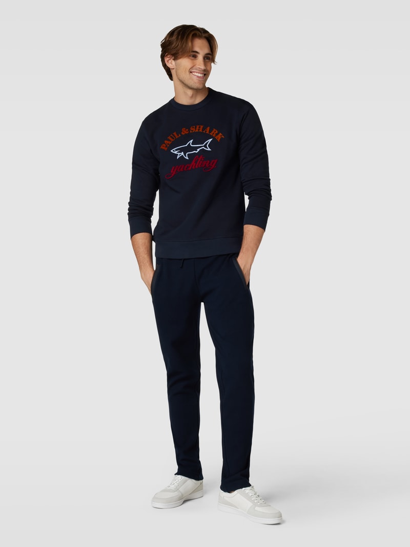 Sweatshirt mit Label-Detail in marineblau