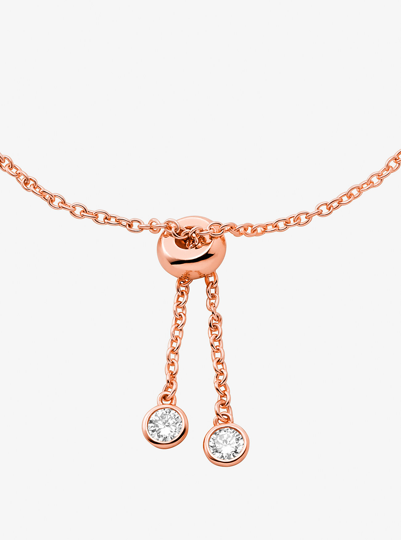 Precious Metal-Plated Sterling Silver Bezel Slider Bracelet - ROSE GOLD