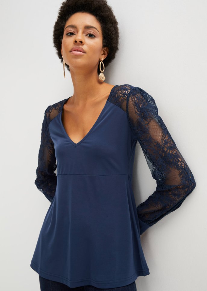 Langarmshirt mit Spitze