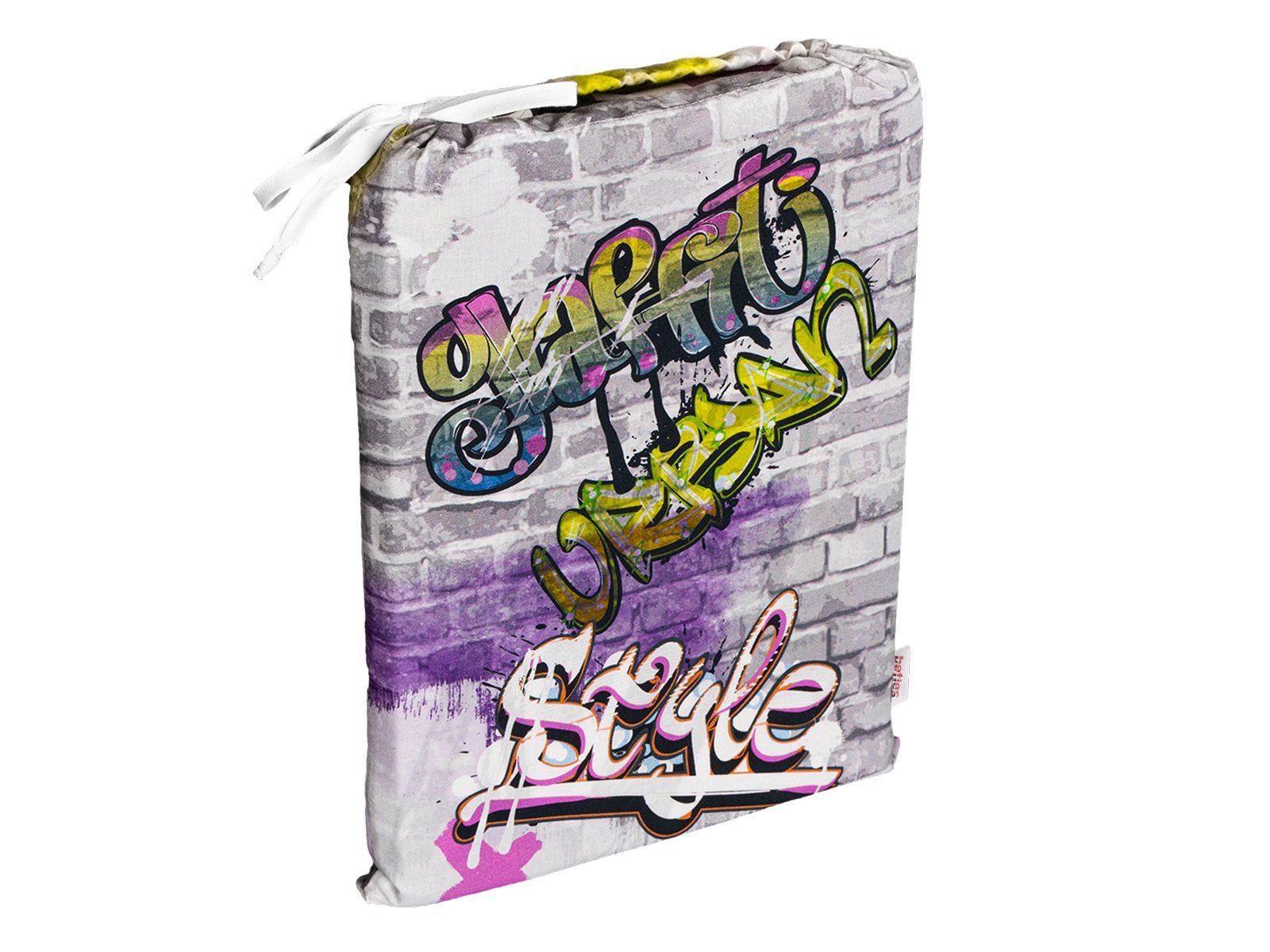 Jugendbettwäsche Graffiti, beties, 100% feinste Baumwolle, 2 teilig, Wendebettwäsche-Set ca. 135x200 cm + 80x80 cm Graffiti-Move