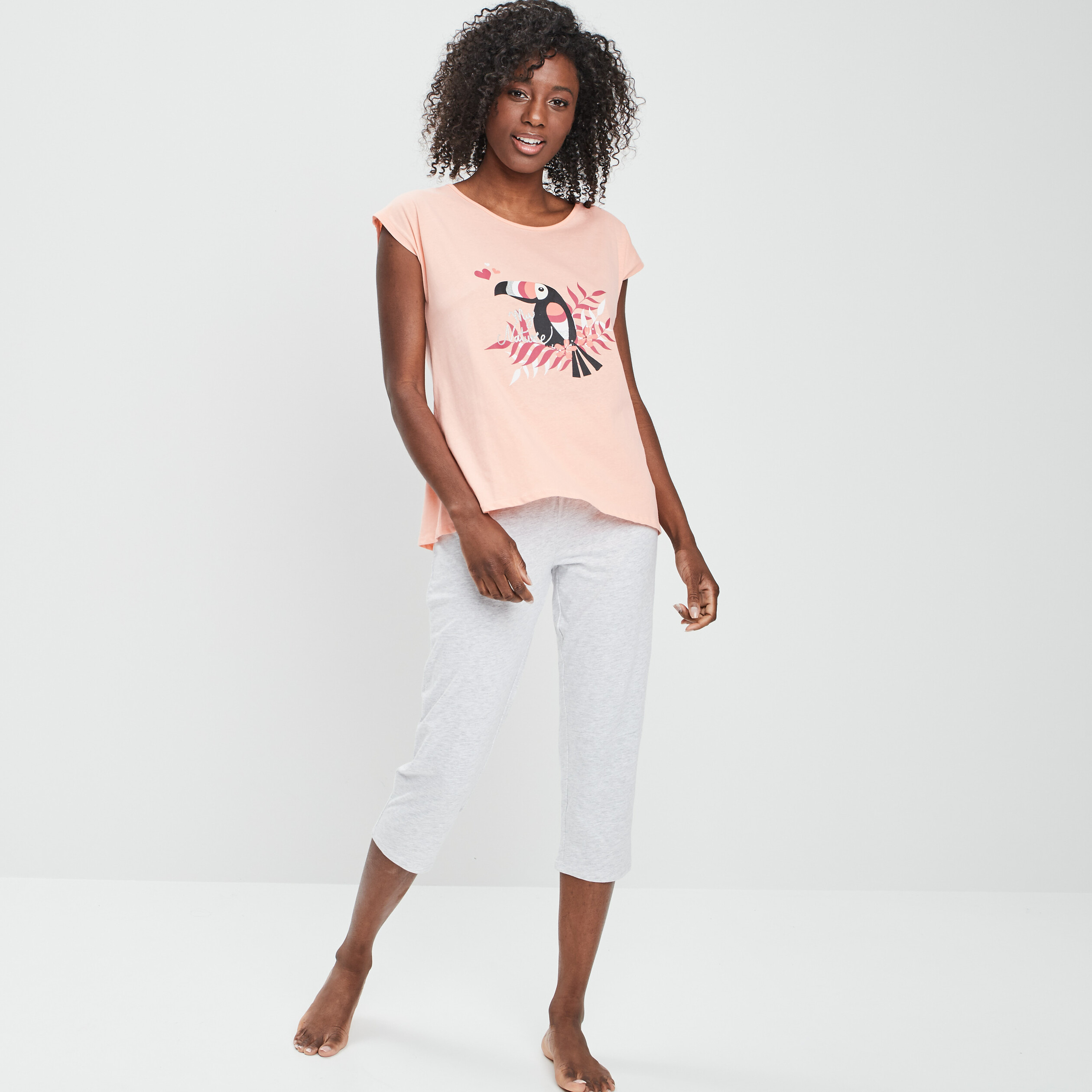 Ensemble pyjama 2 pièces rose clair femme | La Halle