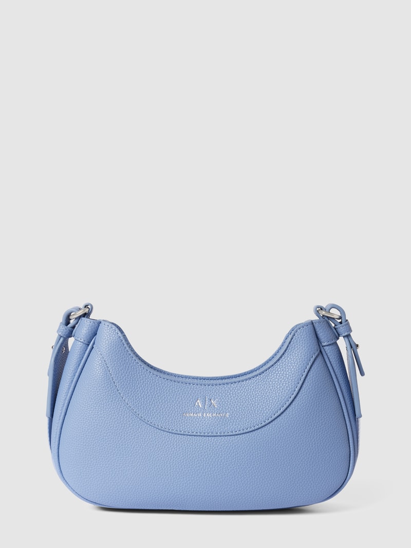 Handtasche mit Label-Detail Modell 'WAVE' in rauchblau
