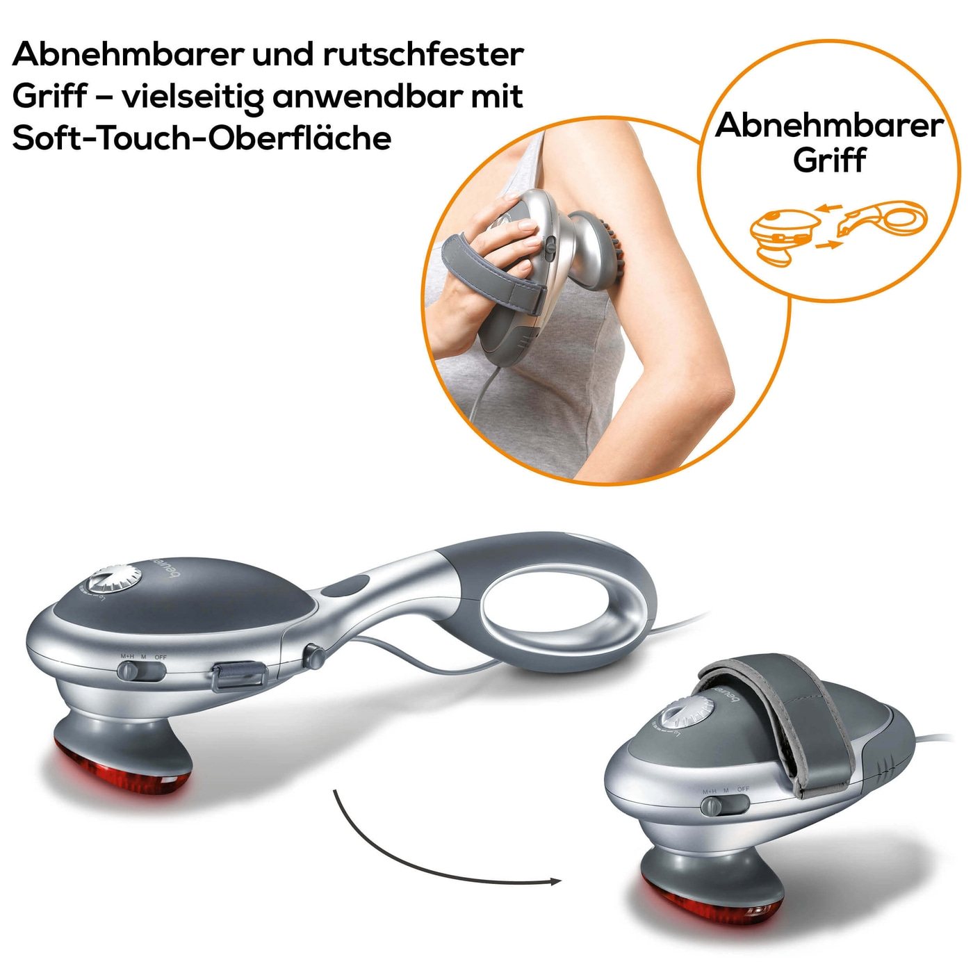 Beurer Infrarot-Massagegerät MG 70-Massagegrät mit Klopf-Massage, Infrarotwärme & 2 Aufsätzen