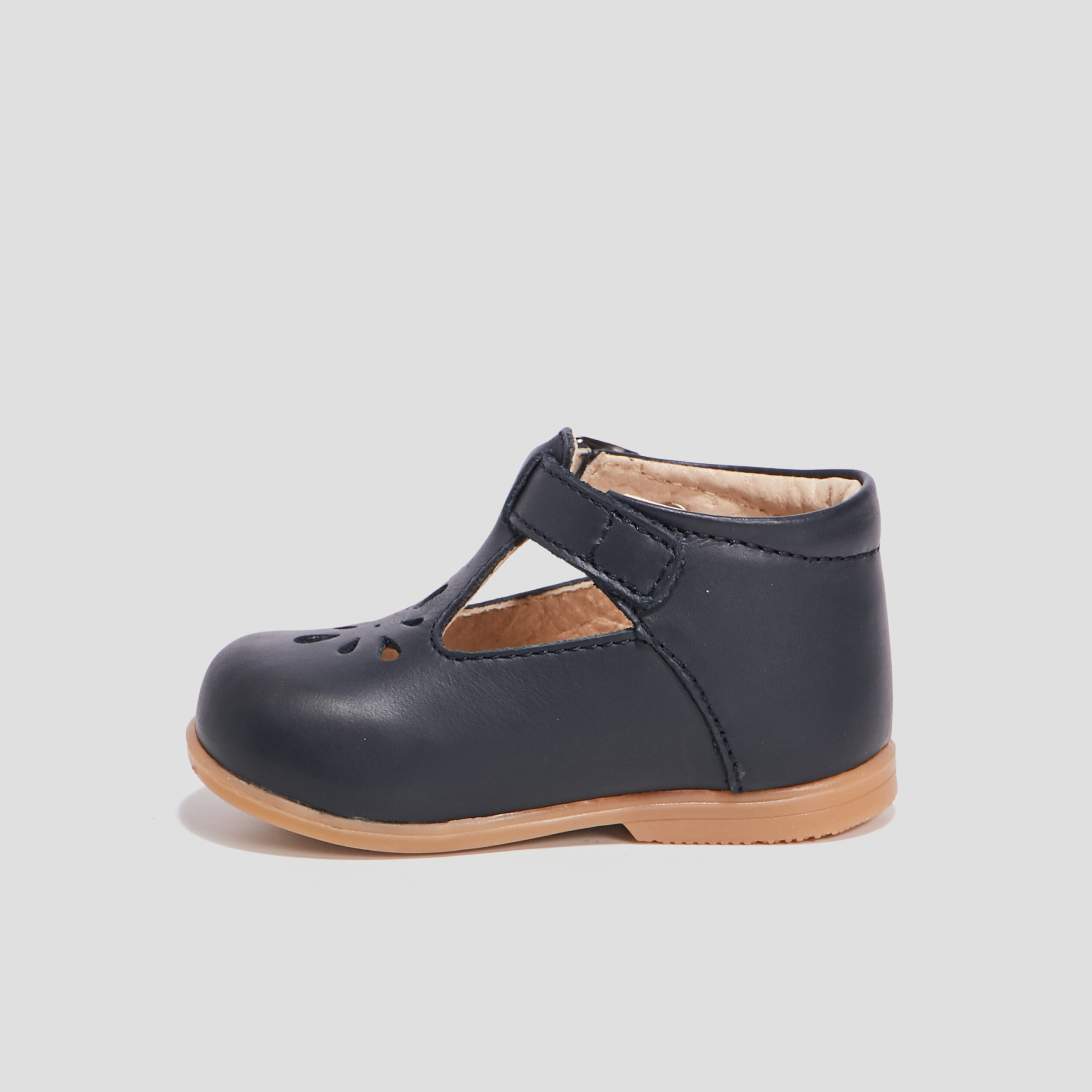 Salomés en cuir bleu marine bébé garçon | La Halle