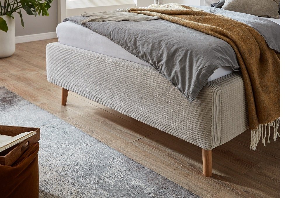 meise.möbel Holzbett Polsterbett Mattis Cord, beige, 140/160/180 x 200 cm, verschiedene