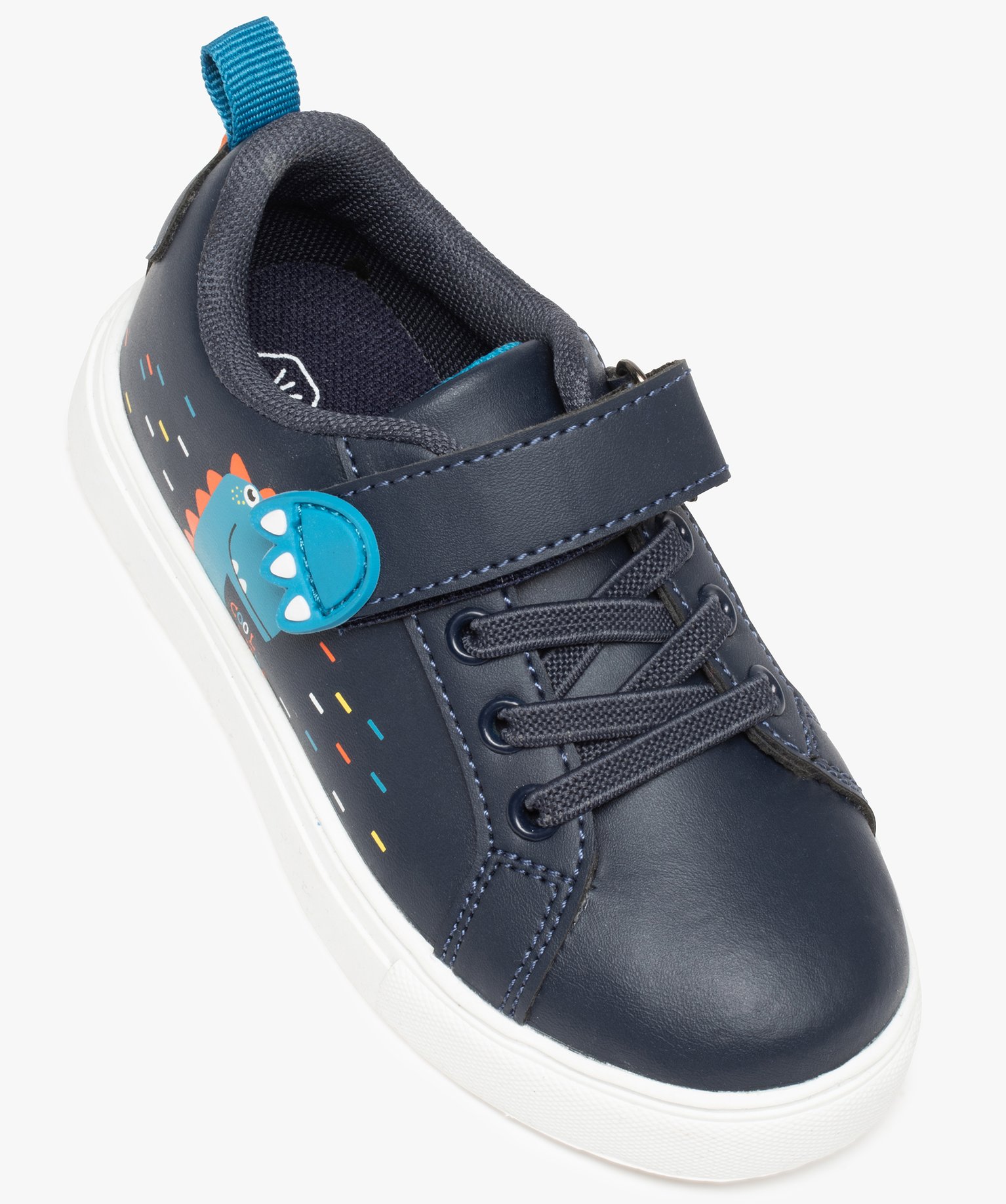 Baskets Garçon unies détail dinosaure du 24 au 30 marine | GEMO
