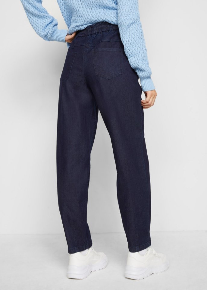 High-Waist-Jeans in Karottenform mit Bequembund