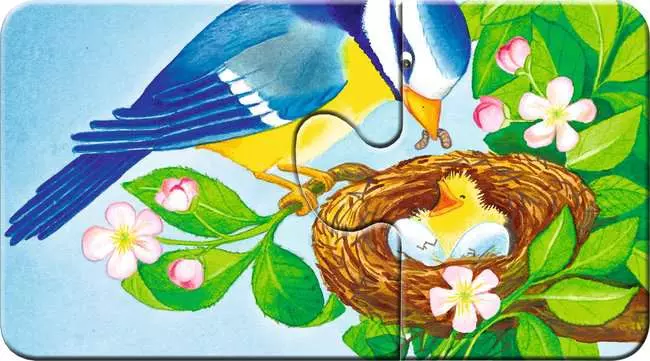 Kinderpuzzle ab 2 Jahren - Tiere im Garten - 2 Teile