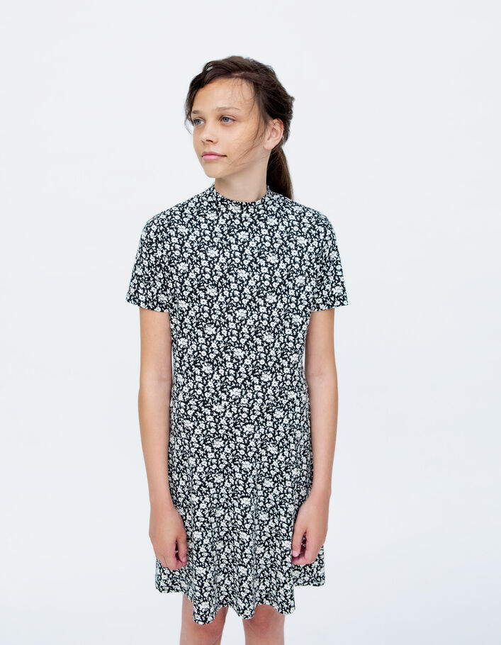 Robe noire imprimé floral fille