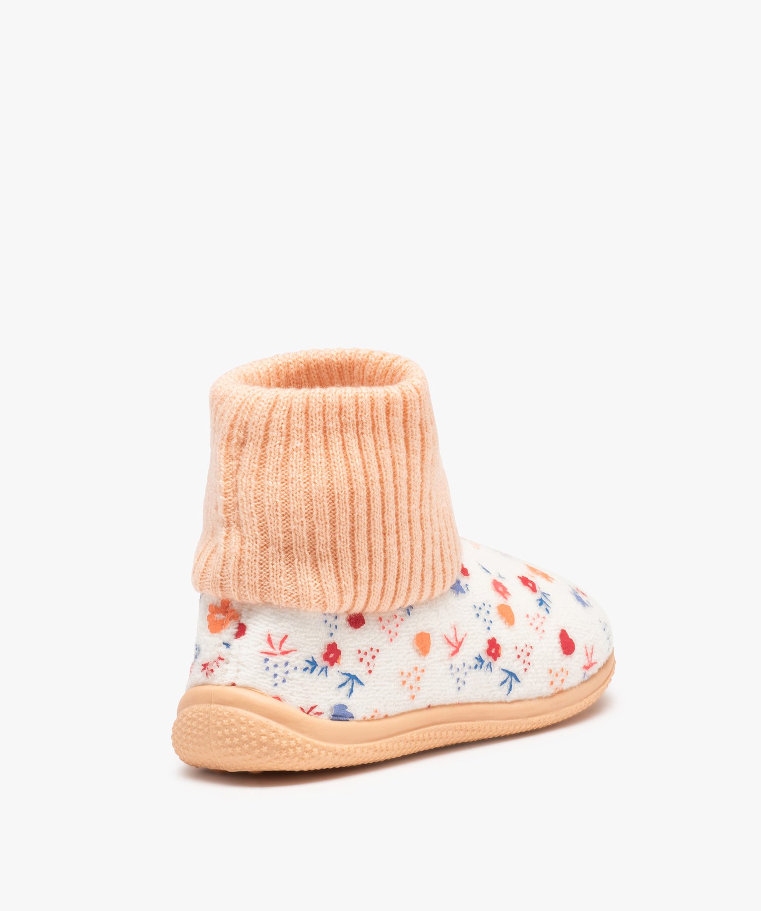 Chaussons fille boots en velours imprimé et col chaussette rose | GEMO