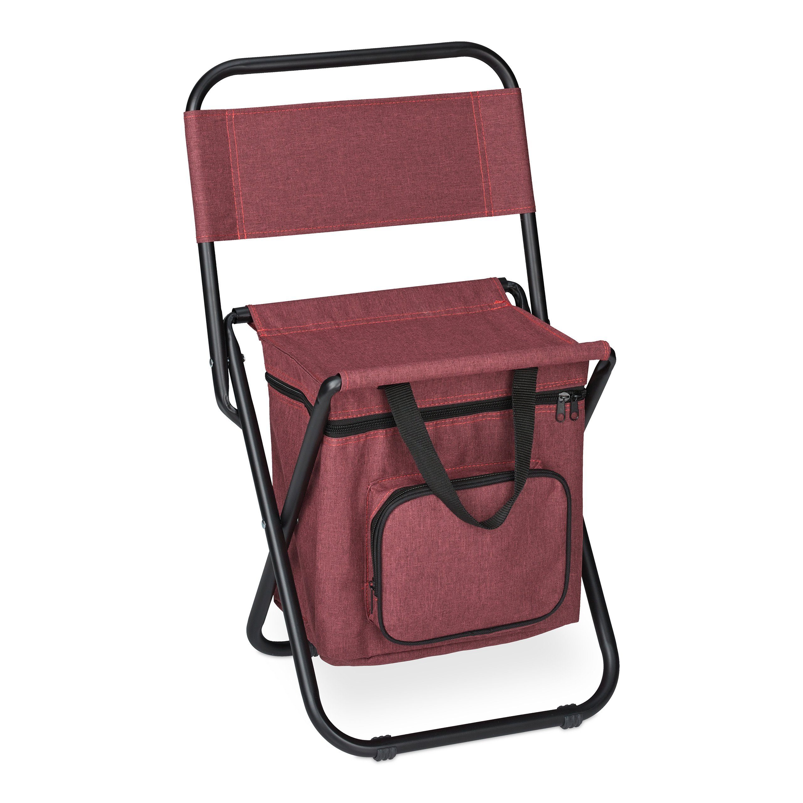 relaxdays Campinghocker Roter Campinghocker mit Lehne