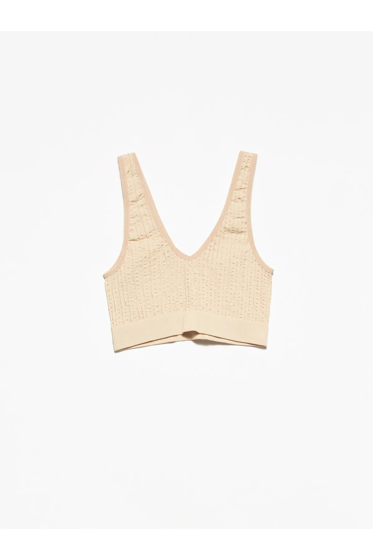 Dilvin  3650 Faltenoberteil mit V-Ausschnitt Beige