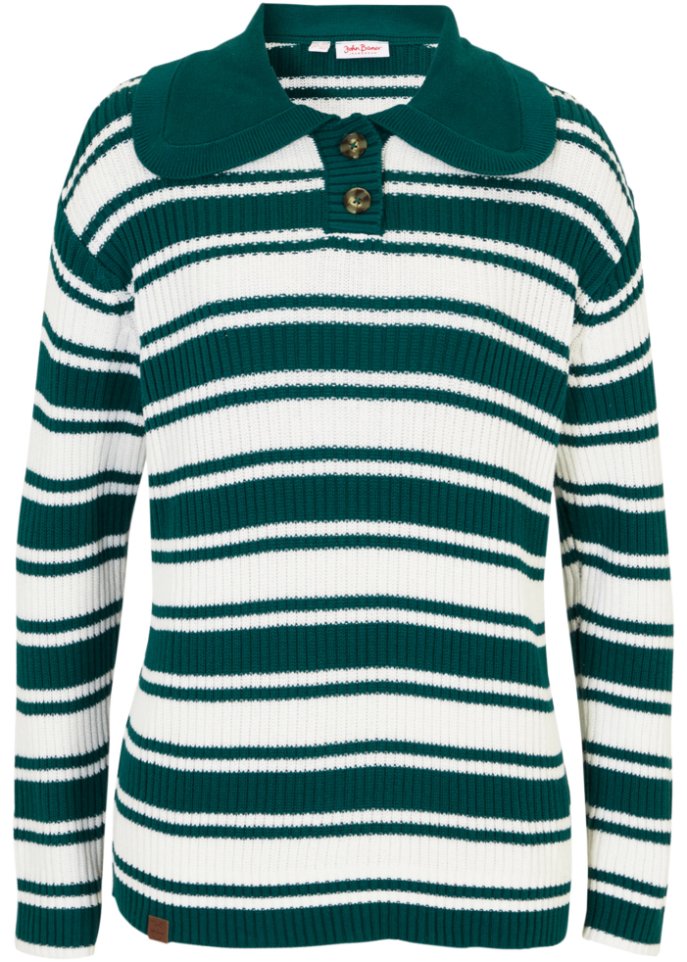 Gerippter Pullover mit Kragen