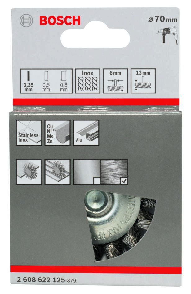 Bosch Blue Accessories 2608622125 Disk krtača 70 mm pletena 6 mm steblo nerjaveče jeklo
