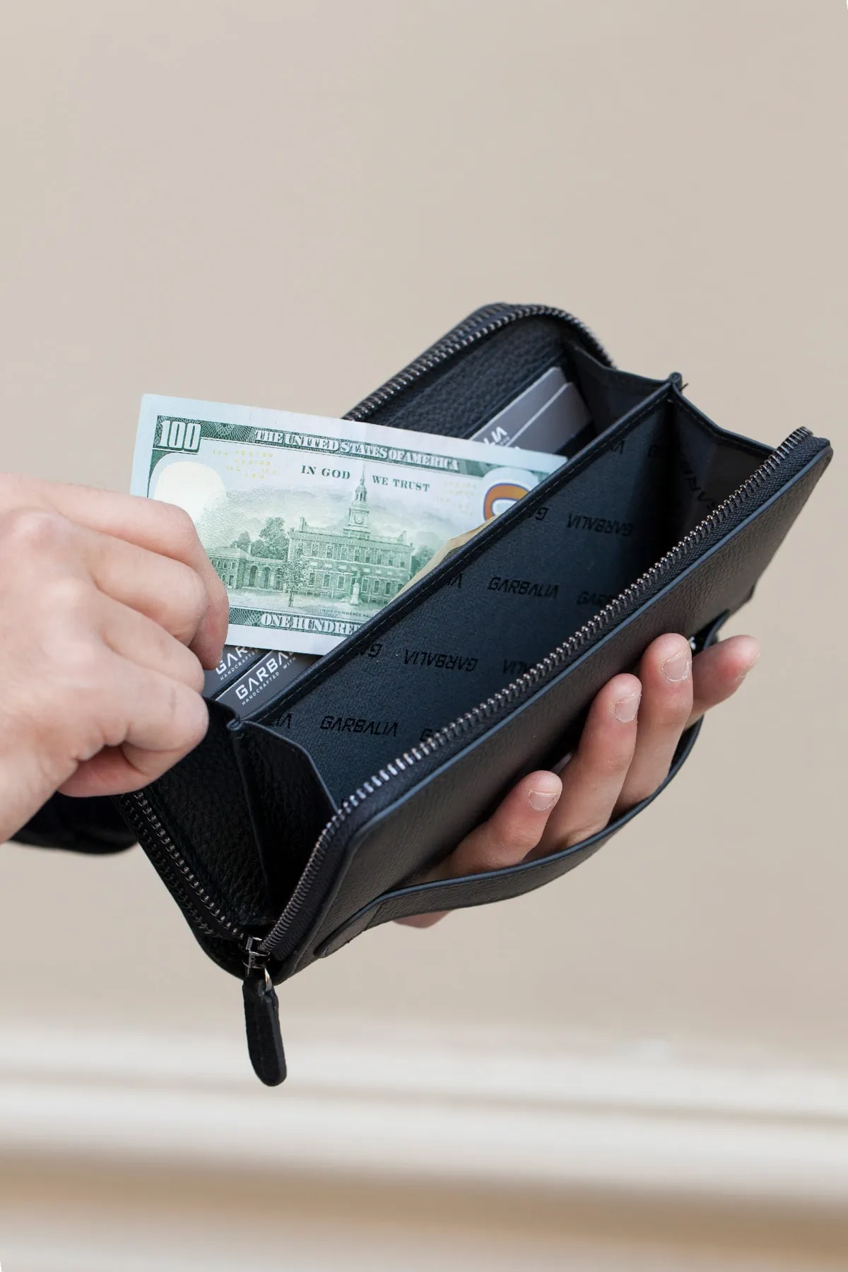 Garbalia  Orleans Handtasche aus echtem Leder, schwarz, RFID-blockierend, mit Telefonfach, Geldbörse, Kartenhalter