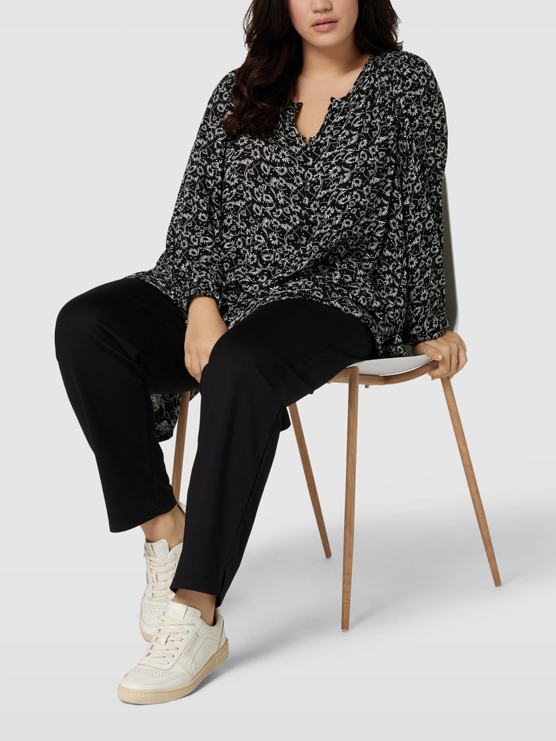 Blusenshirt mit Allover-Muster Modell 'Riona' in schwarz