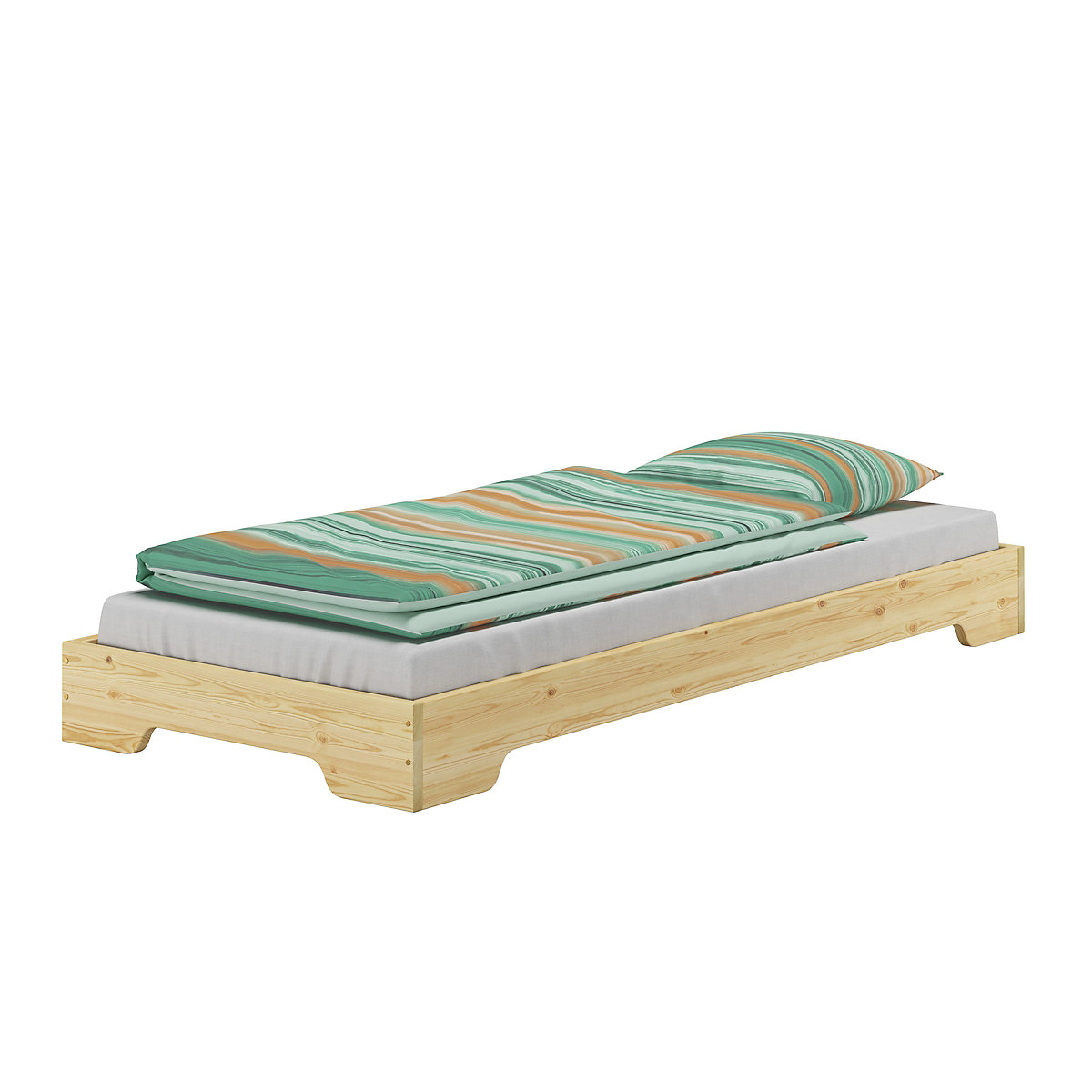 Jugendbett niedrig 90x190 Kiefer massiv ohne Zubehör