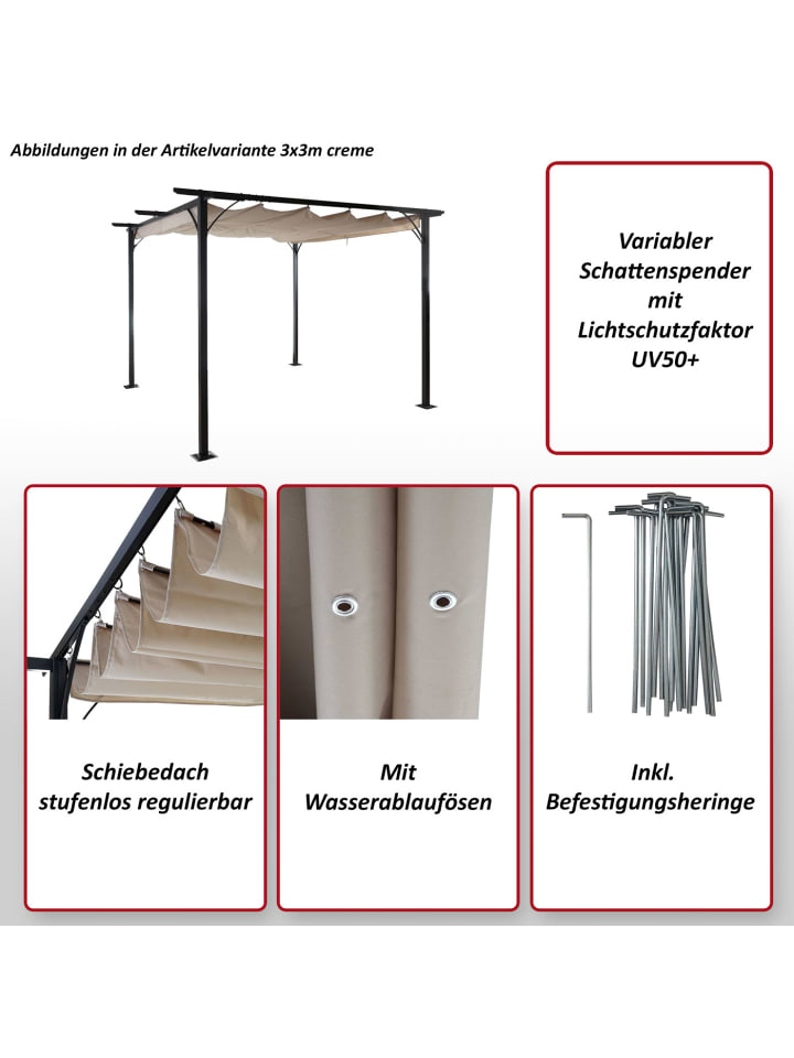 MCW Pergola C42 mit Schiebedach, 3x3m creme günstig kaufen onesize