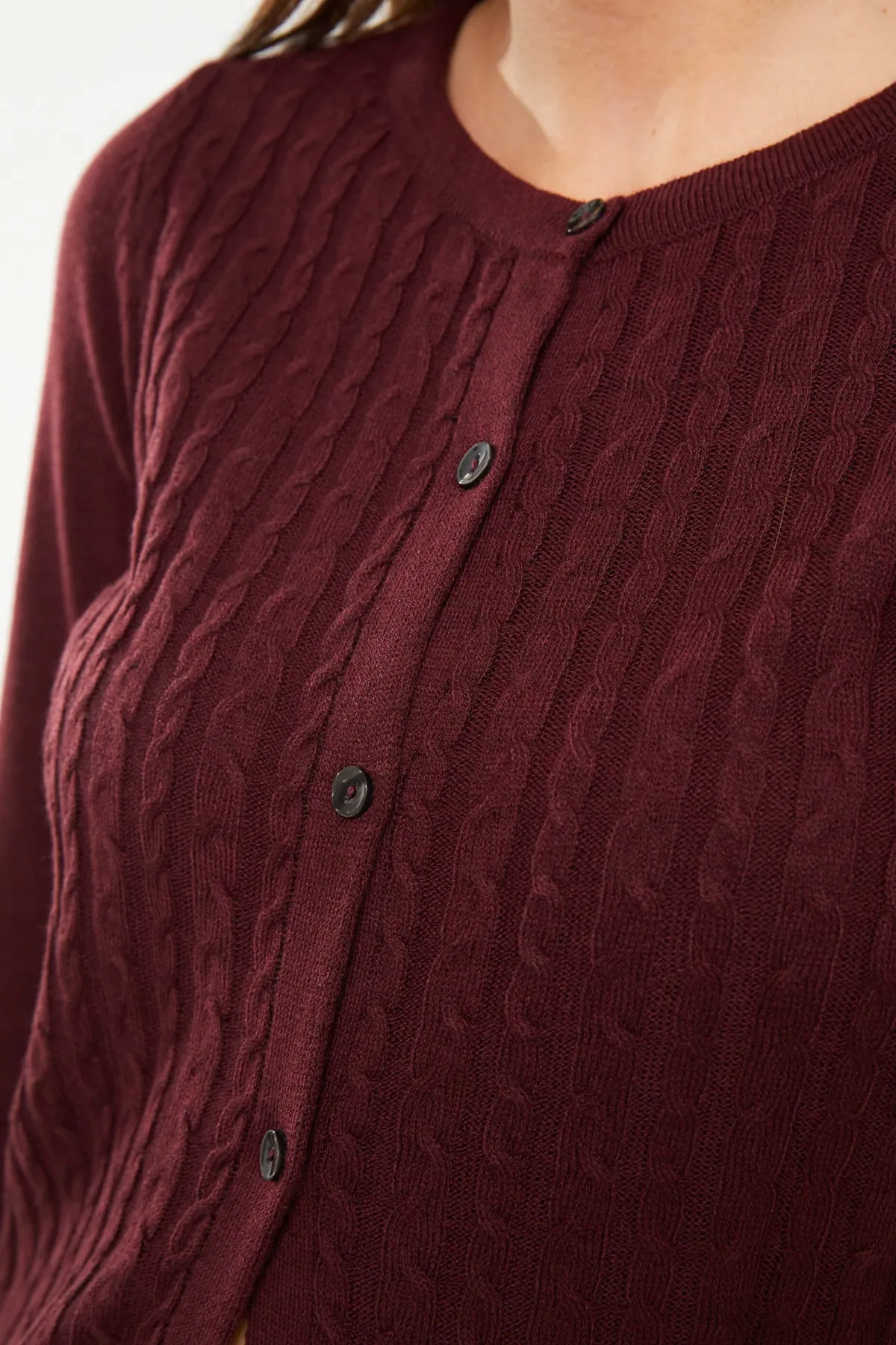 LC Waikiki  Strickjacke - Bordeaux - Regular Fit