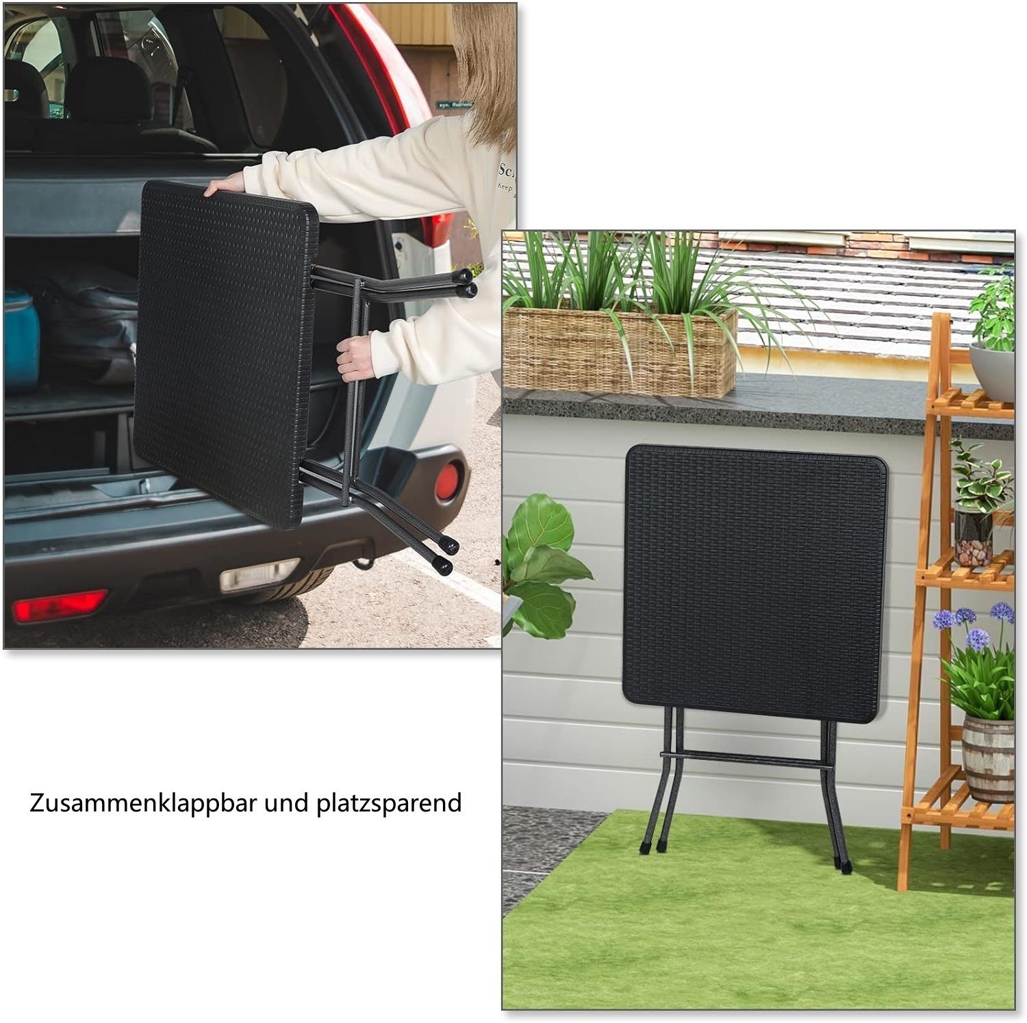 EUGAD Gartentisch (1-St), klappbarer Balkontisch Campingtisch, quadratisch