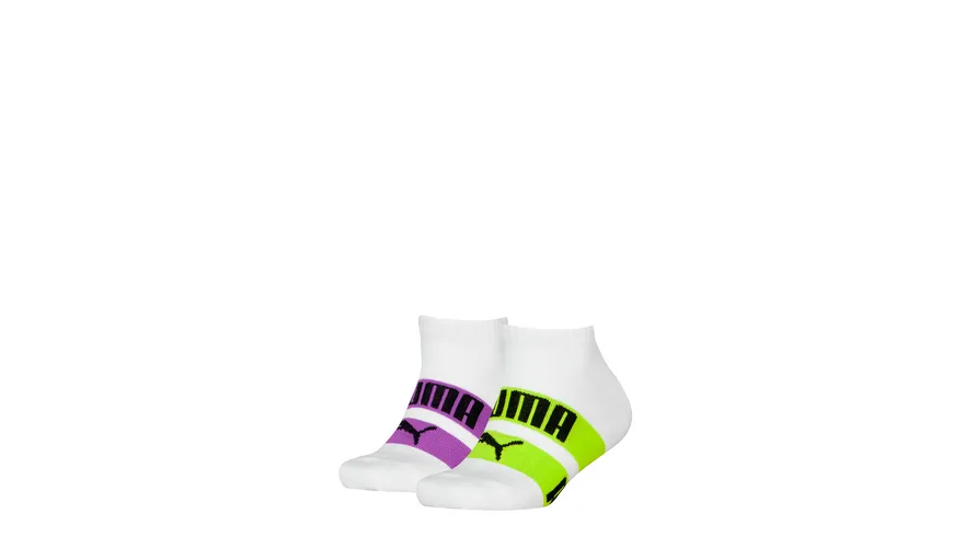 PUMA Kinder Sneaker Socken Logostripes 2er Pack white / lime / purple