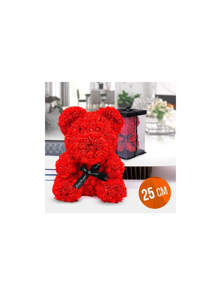 COFI 1453 25cm Roter Rosenbär mit Schwarzer Schleife Vorverpackt in Rot günstig kaufen onesize