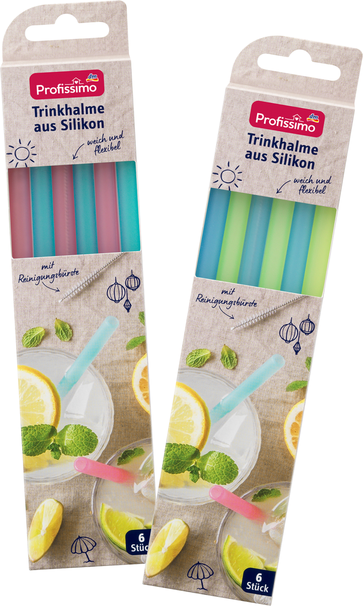 Trinkhalme aus Silikon, 6 St