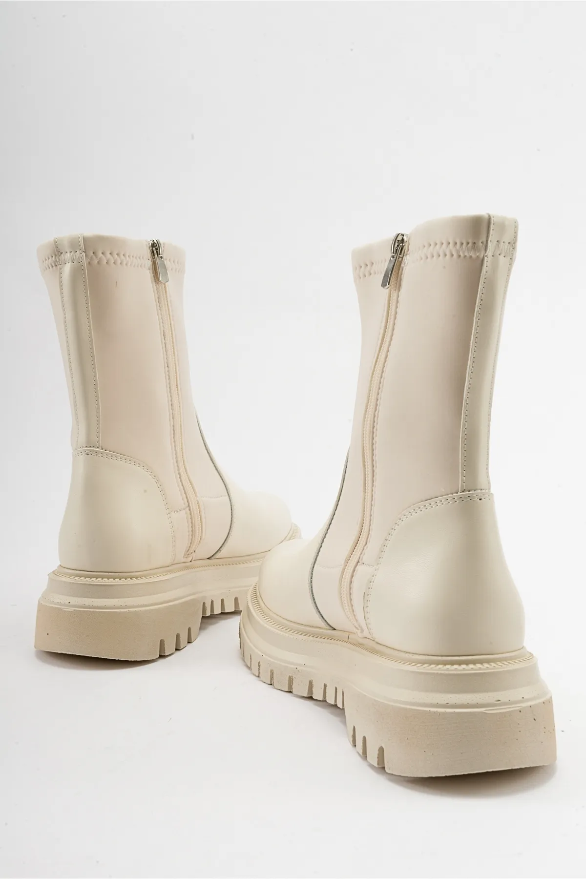 LuviShoes  ALİAS Beige Scuba Damenstiefel