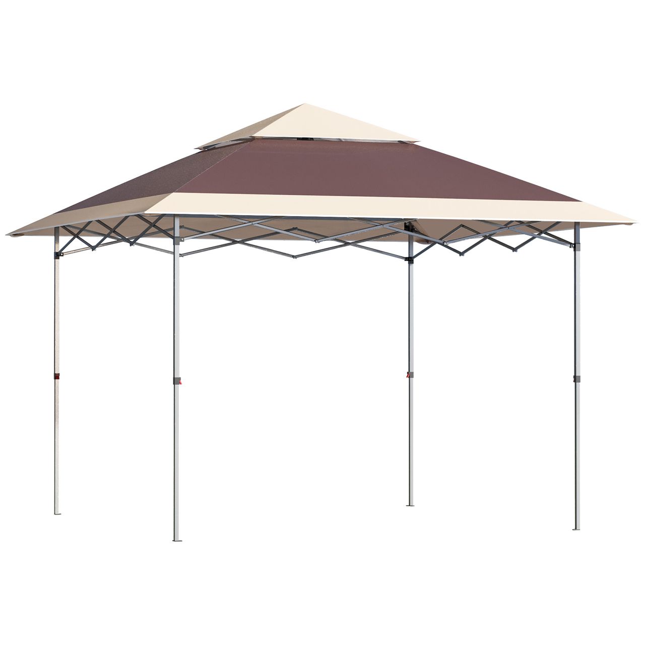 Outsunny Faltpavillon Pop-Up-Zelt Gartenpavillon Rollentasche Oxford-Gewebe 3,6 x 3,6 m Dunkelbraun   khaki