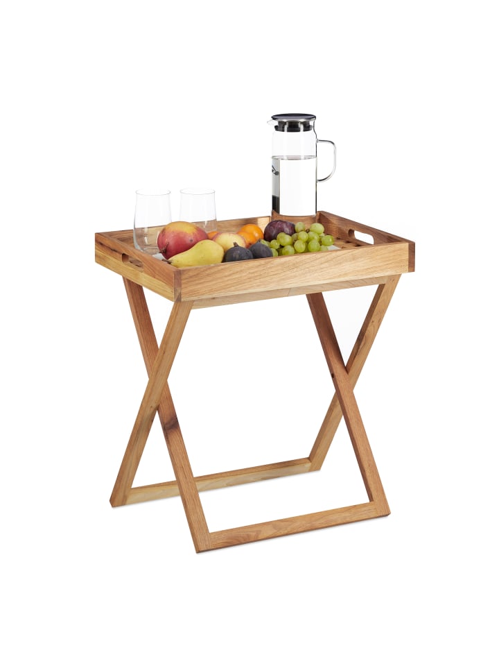 relaxdays Tabletttisch in Natur - (B)52 x (H)54 x (T)36 cm günstig kaufen onesize