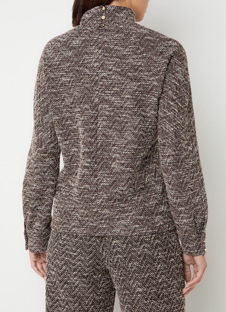 Vanilia Top with tweed look and stand-up collar