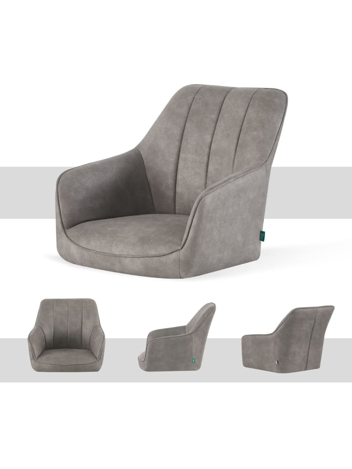 DUBI Möbel 2er-Set: Drehstuhl THOMAS-SANA in Wildleder-Grau - (B)57 x (H)85 x  (T)62 cm günstig kaufen onesize
