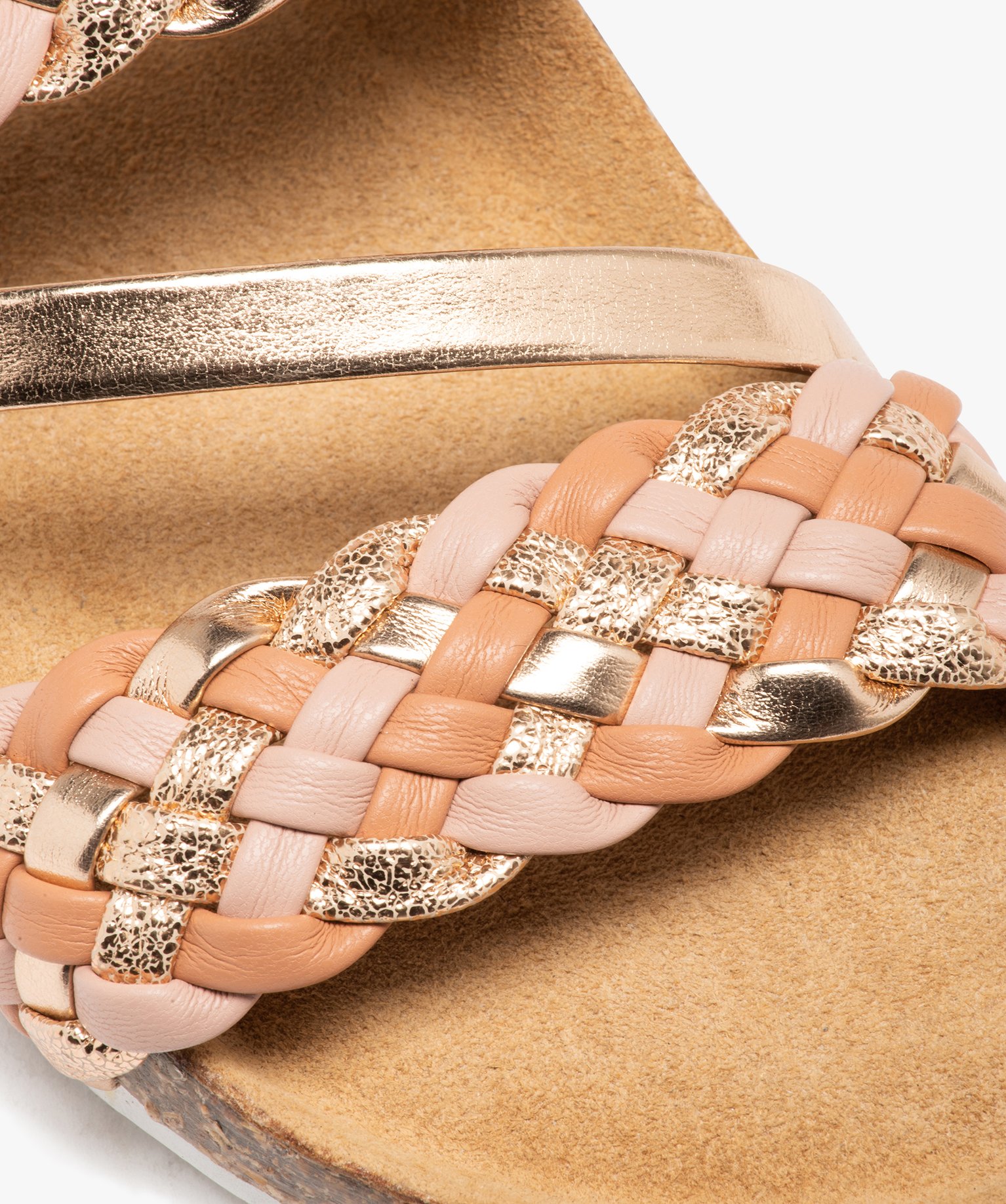 Mules femme plates à brides larges tressées fantaisie rose | GEMO