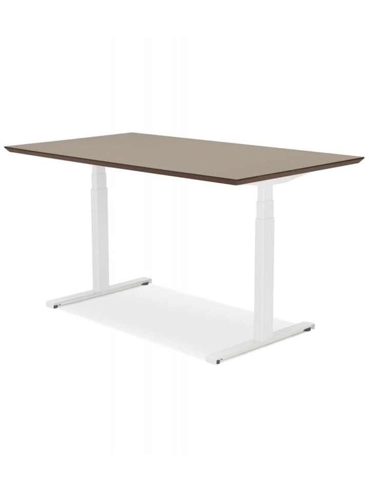 KADIMA DESIGN Elektrischer Sitz Steh Schreibtisch Holz Metall | Modern in Braun-Weiß günstig kaufen