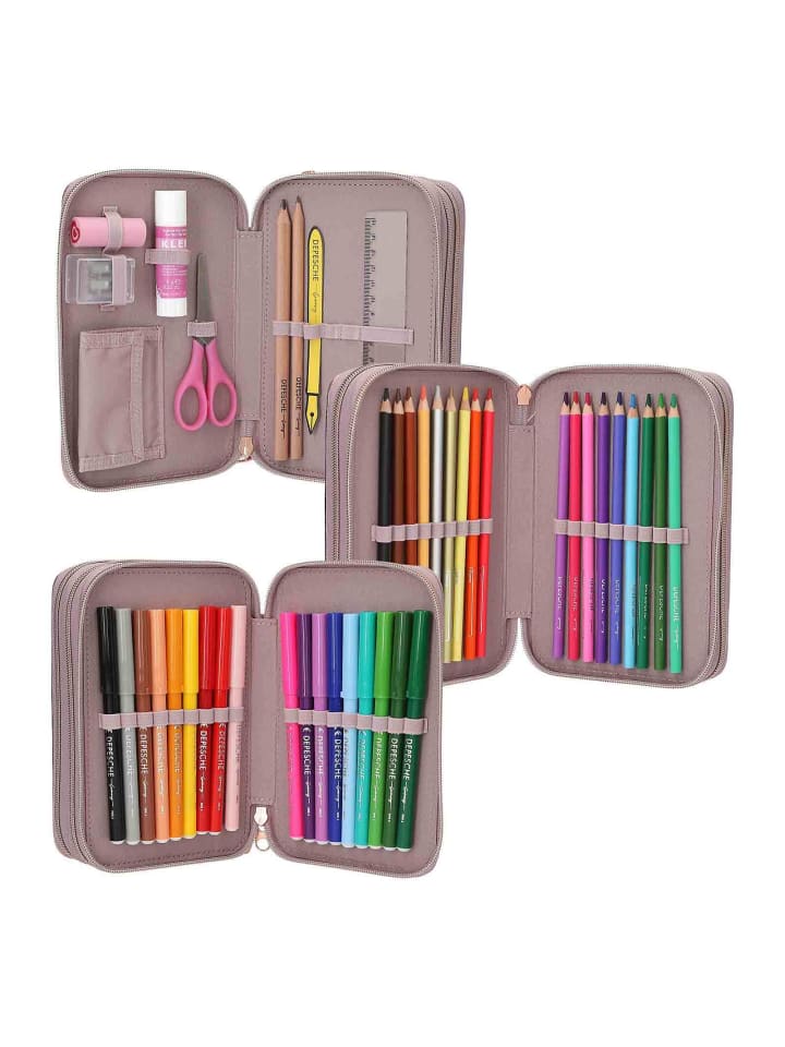 Depesche 3-Fach Federtasche VIVA VIOLET inkl. Stifte TOPModel 7,5 x 13 x 20 cm in lila günstig kaufen onesize