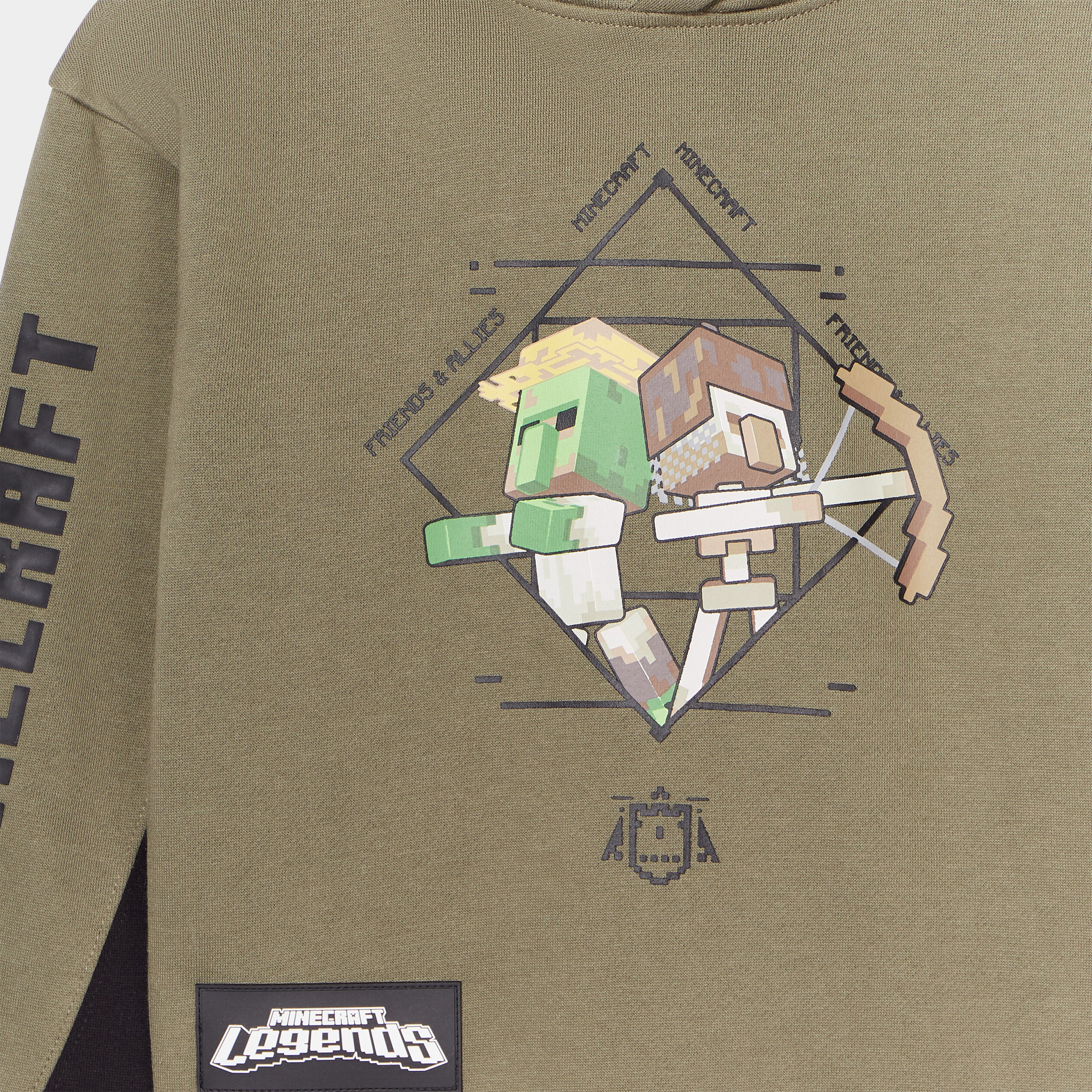 Sweat à capuche hoodie Minecraft vert kaki garçon | La Halle
