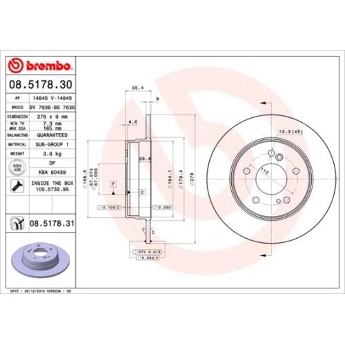 08.5178.31 BREMSSCHEIBE BREMBO HA  VP2 - ATU