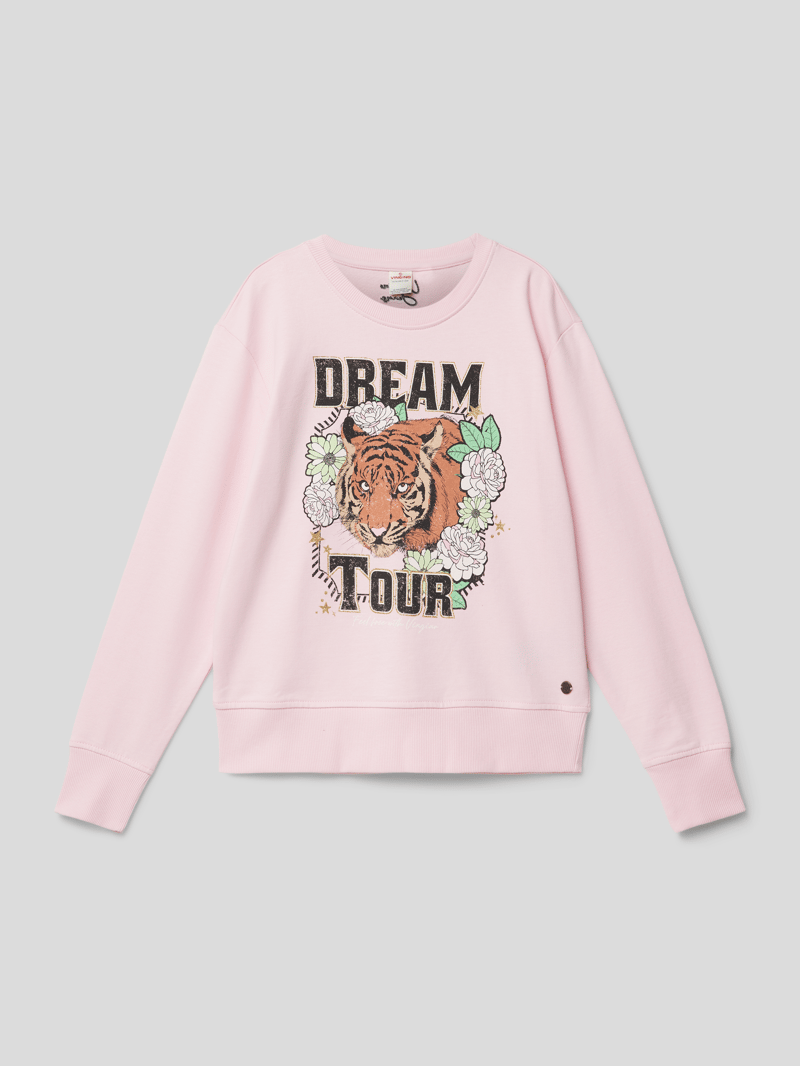Sweatshirt mit Statement- und Motiv-Print Modell 'NINNY' in rosa