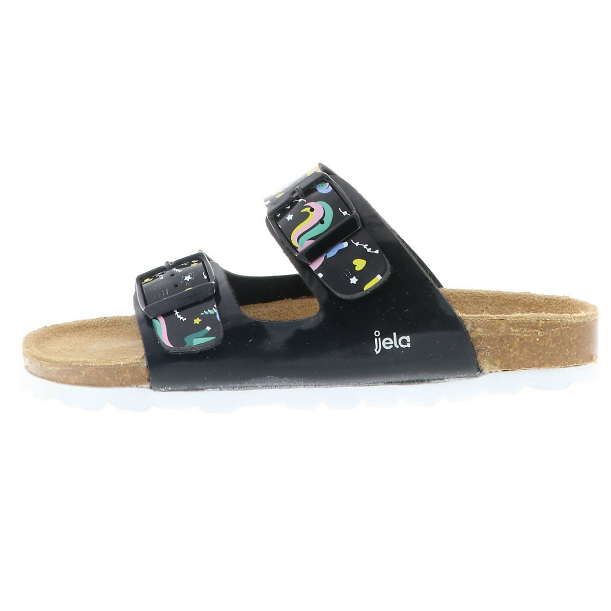 Kinder Mädchen Damen Pantoletten Hausschuhe Slipper Schlappen Einhorn schwarz/mehrfarbig