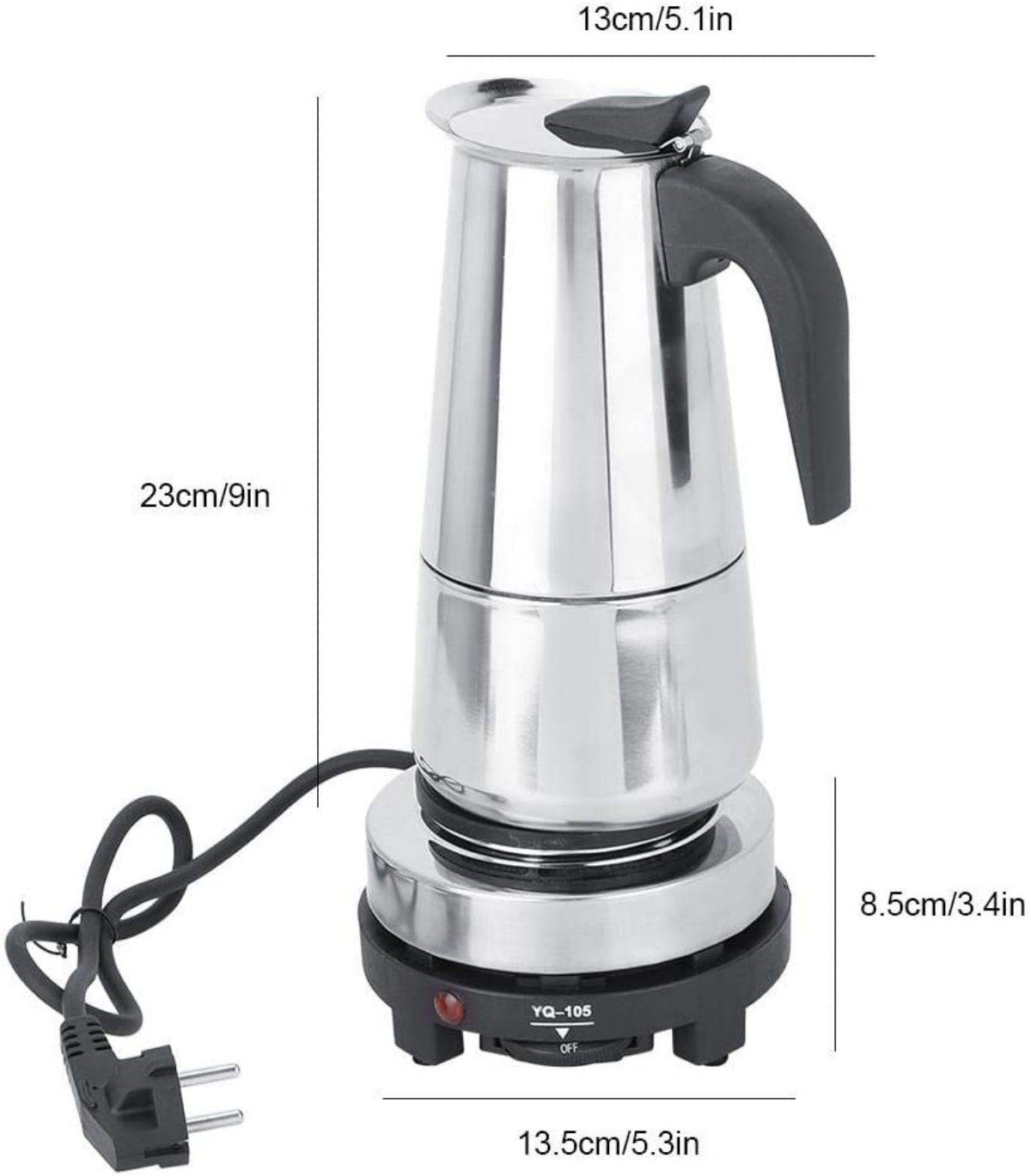 Welikera Espressomaschine 200ml Espressokanne Espressokocher Elektrisch Kaffeekocher, 0.2l Kaffeekanne